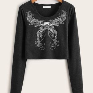 Y2K crop top long sleeve shirt aesthetic butterfly 2000s vintage graphic